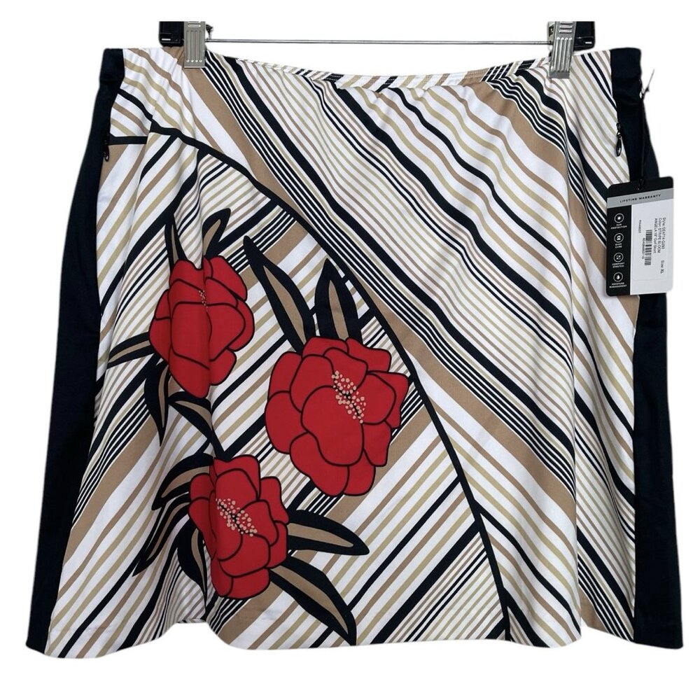 Tail Golf Skort Skirt Womens Size XL Stripe Blossom Floral Stretch Pockets